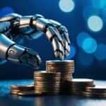 AI robot stacking coins to represent making money online with artificial intelligence in 2026