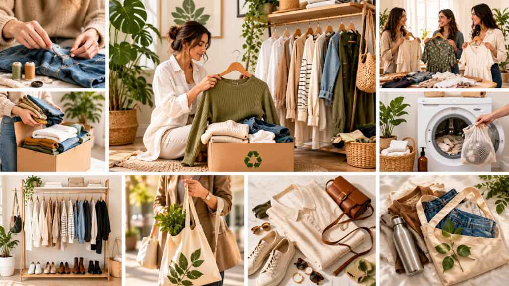 Sustainable fashion tips for eco-friendly clothing and mindful shopping.