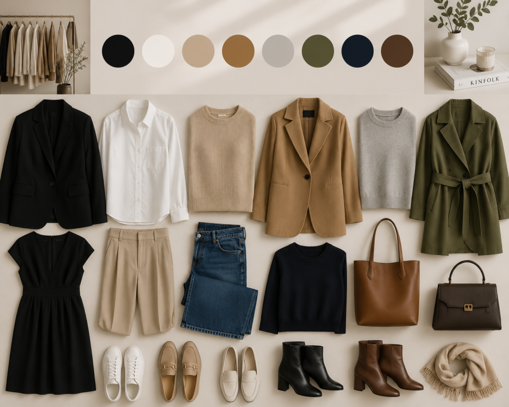 Neutral color palette for capsule wardrobe