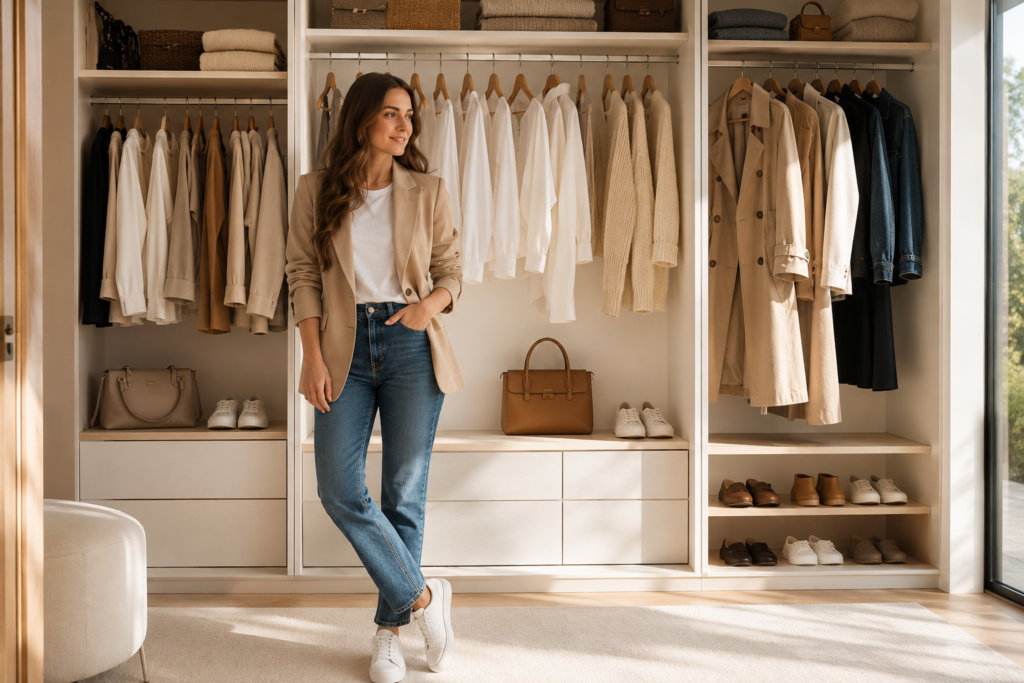Capsule wardrobe essentials for women with timeless minimalist fashion