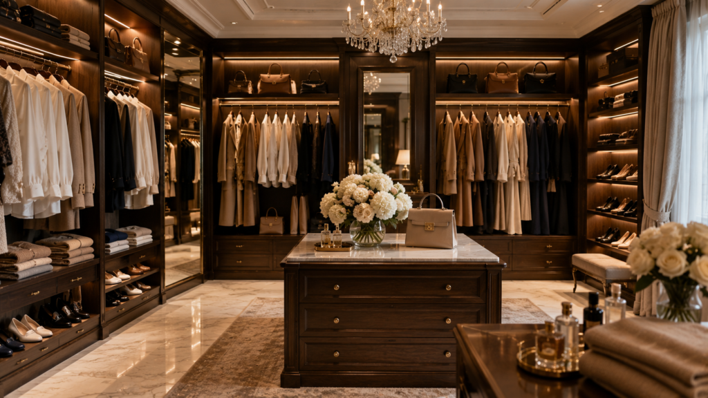 Luxury Old Money wardrobe with timeless fashion essentials